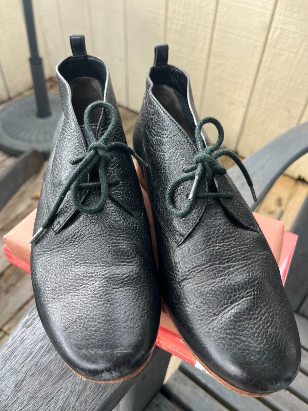 Classic Cole Haan Genuine Leather Ankle Booties - Stacked Wood Heel